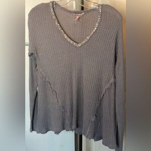 Juicy couture grey sequinned long sleeve shirt size medium